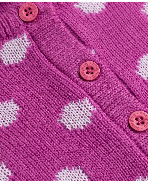 Babyhug Knit Full Sleeves Sweater Set with Polka Dots - Pink