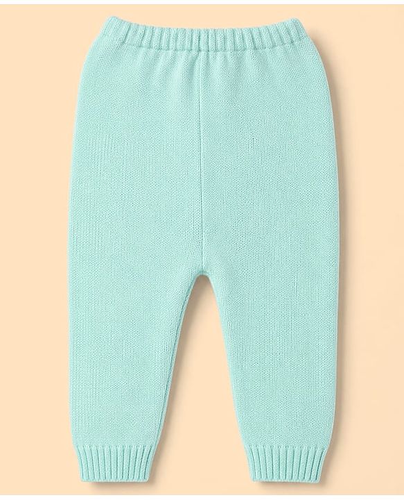 Babyhug Knit Full Sleeves Sweater Set with Polka Dots Design - Sea Green