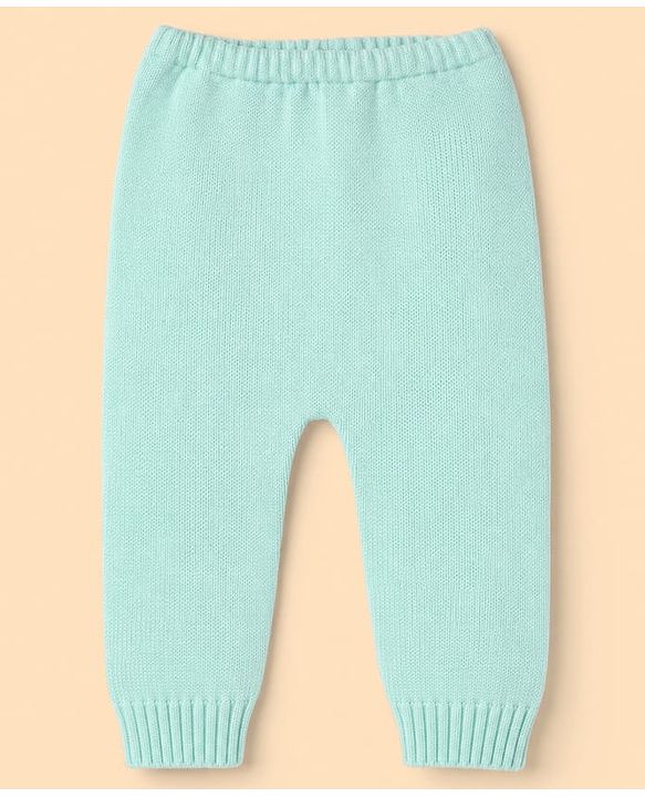 Babyhug Knit Full Sleeves Sweater Set with Polka Dots Design - Sea Green