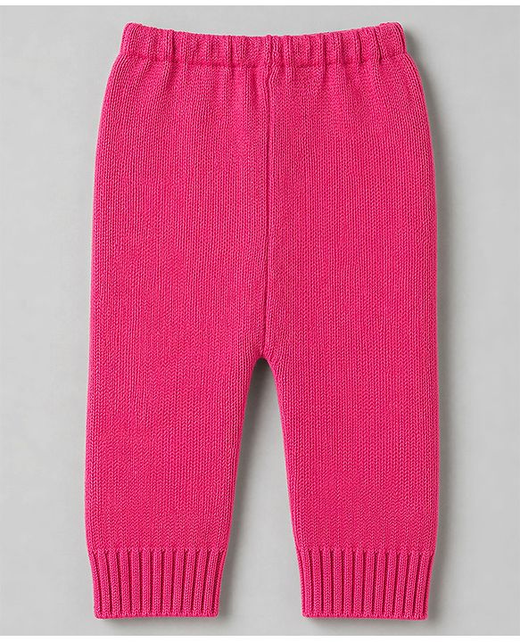 Babyhug Knit Full Sleeves Sweater Set with Floral Design - Pink