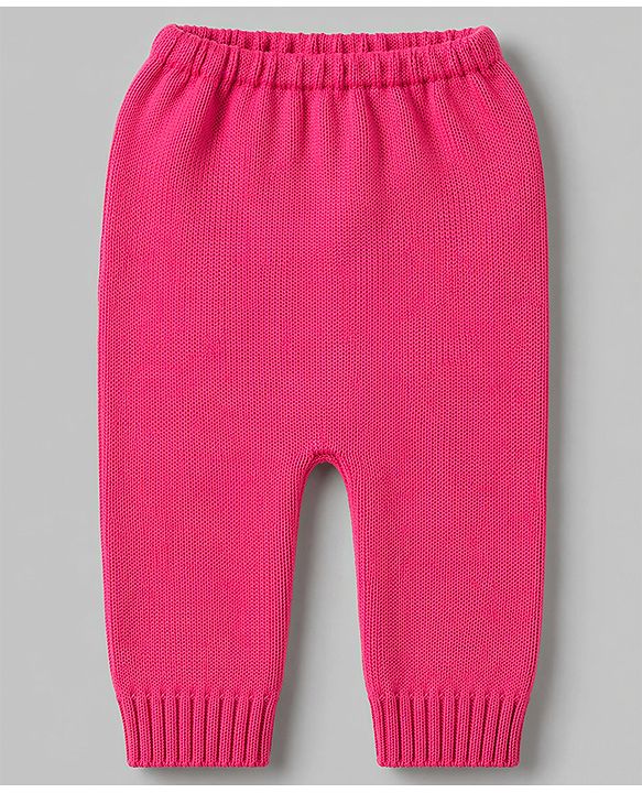 Babyhug Knit Full Sleeves Sweater Set with Floral Design - Pink
