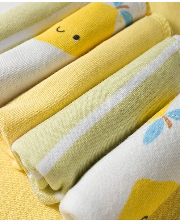 Babyhug 100% Cotton Knit Striped Hand & Face Towels Pack of 6 - Yellow & White