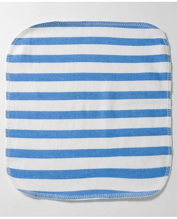 Babyhug 100% Cotton Knit Striped Hand & Face Towels Pack of 6 - Yellow, White & Blue