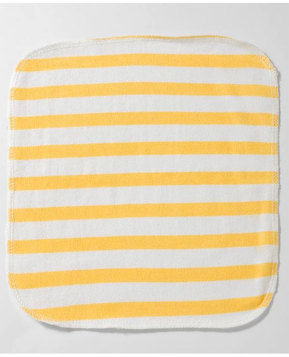 Babyhug 100% Cotton Knit Striped Hand & Face Towels Pack of 6 - Yellow, White & Blue