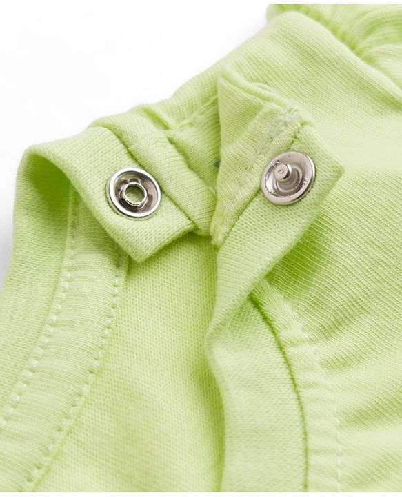 Babyhug 100% Cotton Knit Half sleeves T-Shirt & Capri Night Suit With Floral & Text Print - Green