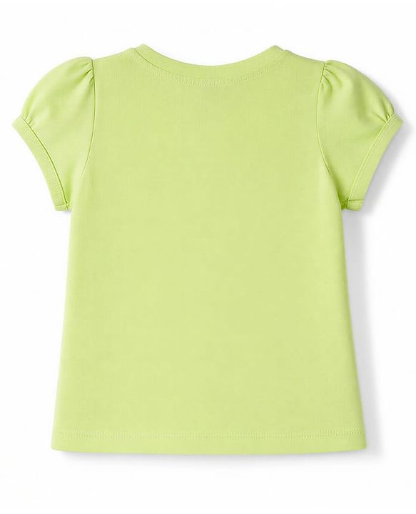 Babyhug 100% Cotton Knit Half sleeves T-Shirt & Capri Night Suit With Floral & Text Print - Green