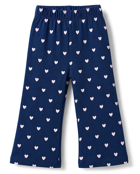 Babyhug 100% Cotton Knit Half Sleeves T-Shirt & Pyjama Night Suit with Dinosaur, Heart & Text Print - Navy Blue