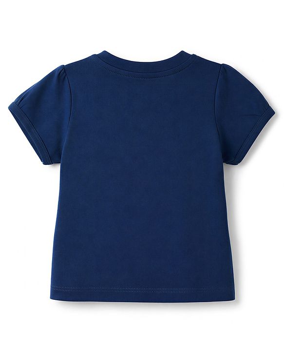 Babyhug 100% Cotton Knit Half Sleeves T-Shirt & Pyjama Night Suit with Dinosaur, Heart & Text Print - Navy Blue