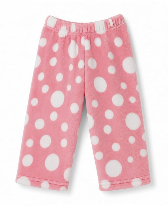 Babyhug Knit Full Sleeves Co-Ords T-Shirt & Pyjama Winter Nightsuit with Polka Dots Design - Pink
