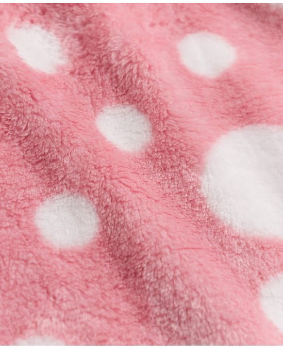 Babyhug Knit Full Sleeves Co-Ords T-Shirt & Pyjama Winter Nightsuit with Polka Dots Design - Pink