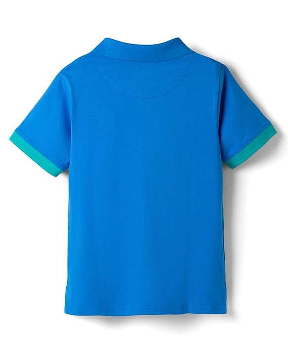 Pine Kids Marvel Cotton Knit Half Sleeves Pique Polo T-Shirt with Avengers Print - B;ue