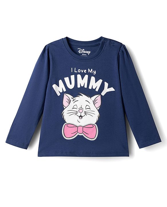 Babyhug Disney Single Jersey Knit Full Sleeves T-Shirt & Pyjama Night Suit with Marie  Graphics - Navy Blue