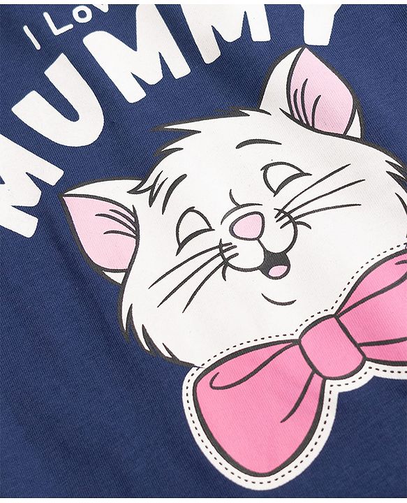 Babyhug Disney Single Jersey Knit Full Sleeves T-Shirt & Pyjama Night Suit with Marie  Graphics - Navy Blue