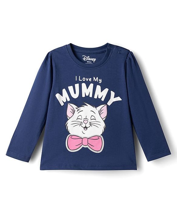 Babyhug Disney Single Jersey Knit Full Sleeves T-Shirt & Pyjama Night Suit with Marie  Graphics - Navy Blue