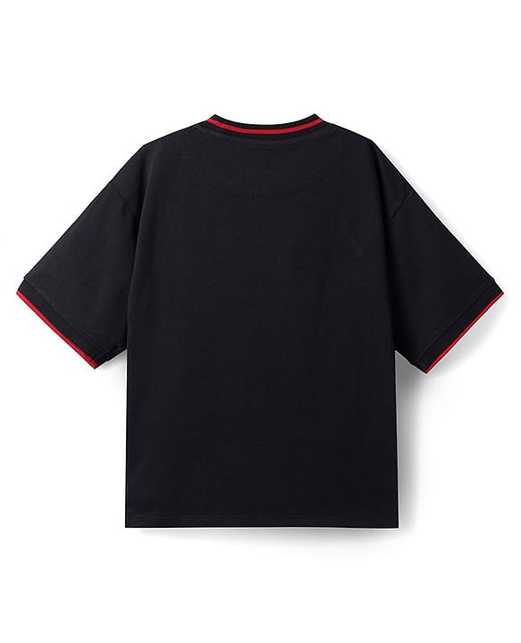 Pine Kids Marvel Single Jersey Knit Half Sleeves T-Shirt with Spiderman Print - Black