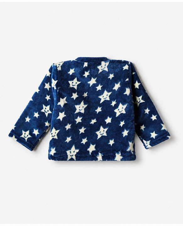 Babyhug Cotton Knit Full Sleeves Co-Ords T-Shirt & Pyjama Winter Wear Night Suit with Rainbow & Star Print - Blue