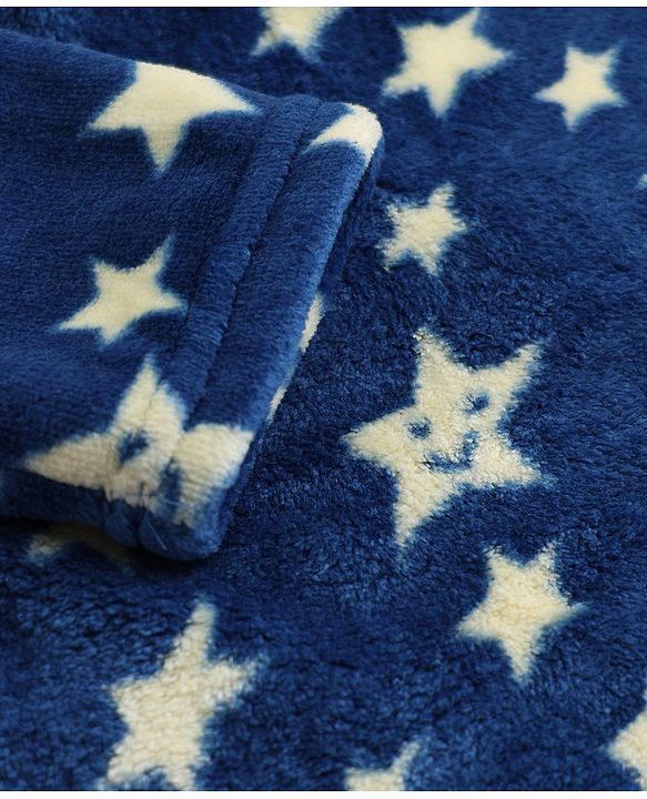 Babyhug Cotton Knit Full Sleeves Co-Ords T-Shirt & Pyjama Winter Wear Night Suit with Rainbow & Star Print - Blue