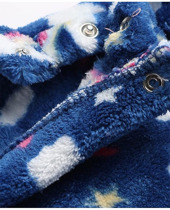 Babyhug Cotton Knit Full Sleeves Co-Ords T-Shirt & Pyjama Winter Wear Night Suit with Rainbow & Star Print - Blue