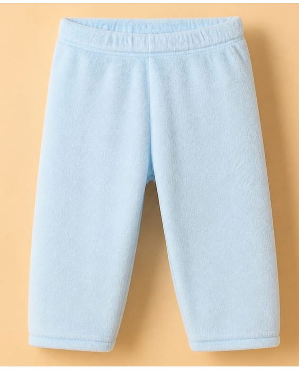 Babyhug Cotton Mixes Velour Knit Full Sleeves T-Shirt & Pajama Night Suit with Raccoon Patch - Blue
