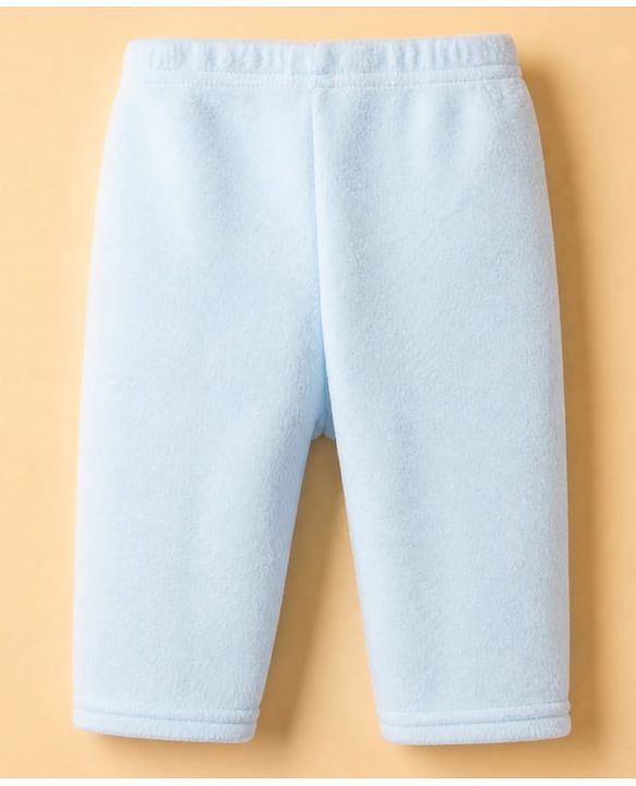 Babyhug Cotton Mixes Velour Knit Full Sleeves T-Shirt & Pajama Night Suit with Raccoon Patch - Blue