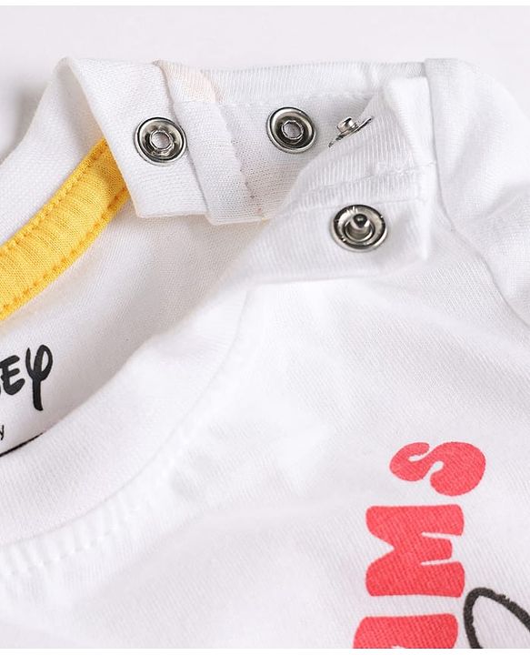 Babyhug Disney Single Jersey Knit Full Sleeves T-Shirt & Striped Pyjama Nightsuit with Winnie The Pooh Graphic - White
