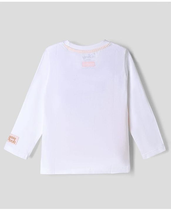 Babyhug Disney Single Jersey Knit Full Sleeves T-Shirt & Striped Pyjama Nightsuit with Winnie The Pooh Graphic - White