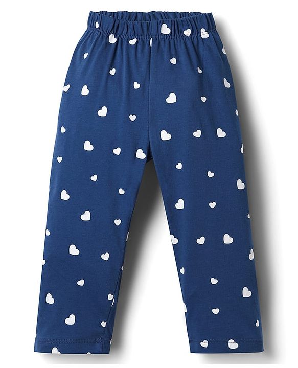 Babyhug Disney Single Jersey Knit Full Sleeves T-Shirt & Pyjama Night Suit with Heart & Minnie Mouse Family Graphics - Navy Blue