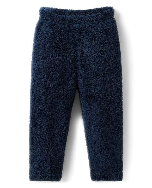 Babyhug Cotton Mixes Velour Knit Full Sleeves T-Shirt & Pajama Night Suit with Bear Patch - Navy Blue