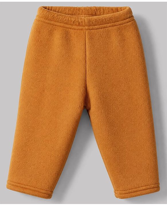 Babyhug Cotton Knit Full Sleeves T-Shirt & Pyjama Winter Wear Night Suit with Bear Embroidery - Orange