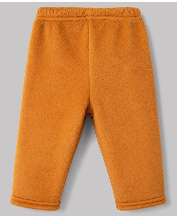 Babyhug Cotton Knit Full Sleeves T-Shirt & Pyjama Winter Wear Night Suit with Bear Embroidery - Orange