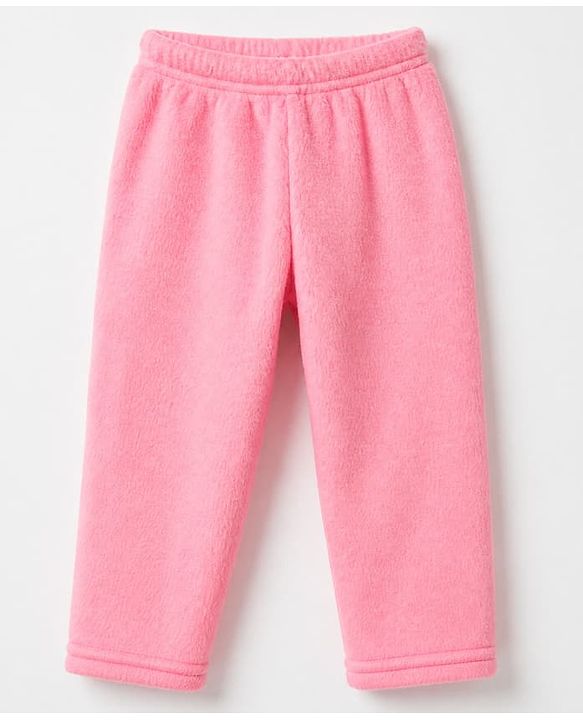 Babyhug Velour Cotton Mix Knit Full Sleeves Winter Wear Night Suit With Text & Cloud Print - Pink