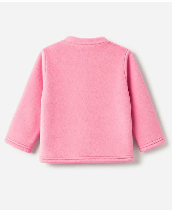 Babyhug Velour Cotton Mix Knit Full Sleeves Winter Wear Night Suit With Text & Cloud Print - Pink