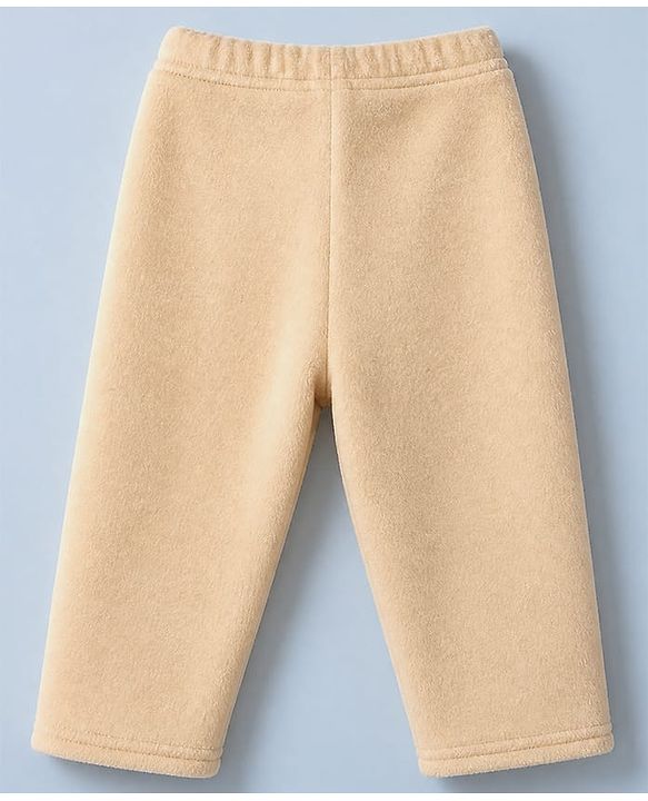 Babyhug Velour Full Sleeves T-Shirt & Pajama Set Nightwear with Bear Patch - Brown