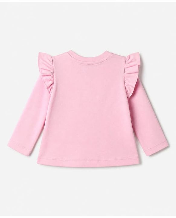 Babyhug Disney 100% Cotton Knit Full Sleeves T-Shirt with Frill Sleeves and Minnie Mouse Print - Light Pink