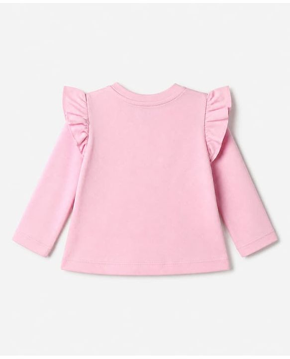 Babyhug Disney 100% Cotton Knit Full Sleeves T-Shirt with Frill Sleeves and Minnie Mouse Print - Light Pink