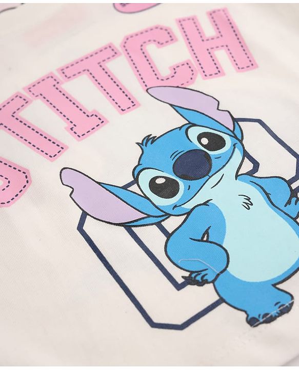 Babyhug Disney 100% Cotton Single Jersey Knit T-Shirts with Full Sleeves and Stitch Print in White