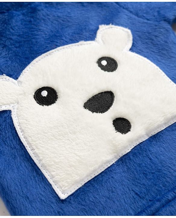 Babyhug Cotton Mixes Velour Full Sleeves T-Shirt & Pajama Night Suit with Polar Bear Patch - Navy Blue