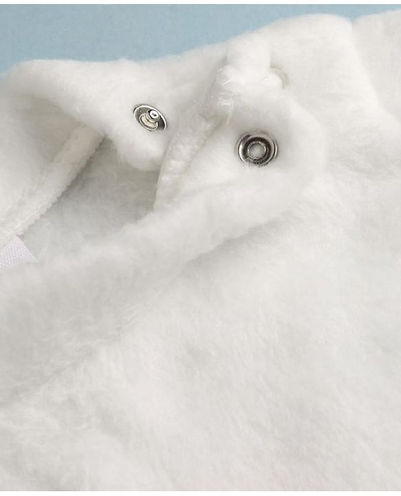 Babyhug Cotton Mixes Velour Full Sleeves T-Shirt & Pajama Night Suit with Kitten Patch - White