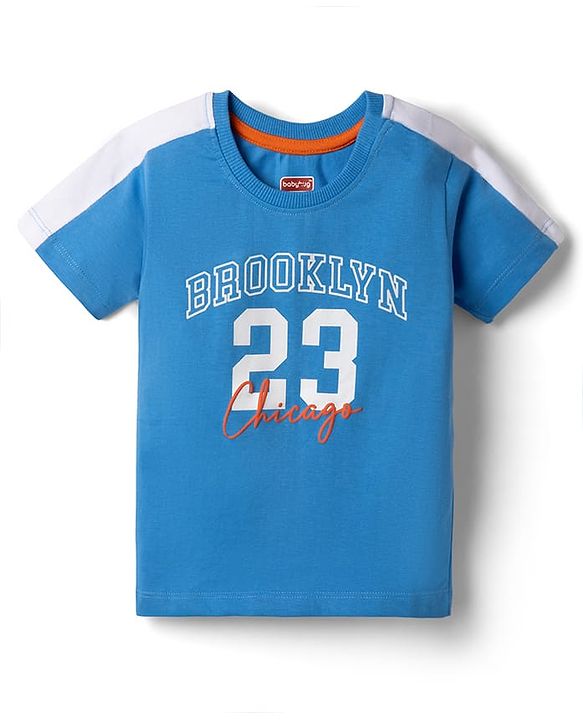 Babyhug Single Jersey Knit Half Sleeves T-Shirt & Shorts Set Brooklyn Print - Blue