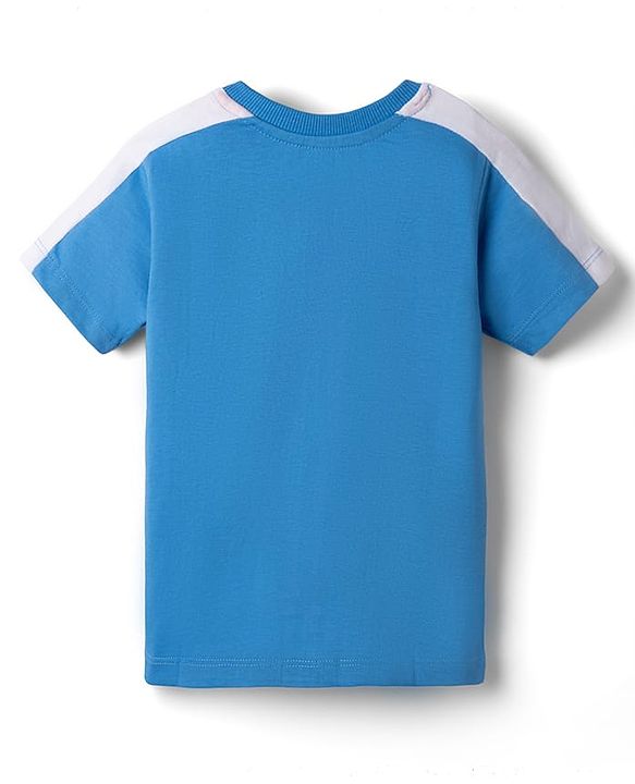 Babyhug Single Jersey Knit Half Sleeves T-Shirt & Shorts Set Brooklyn Print - Blue