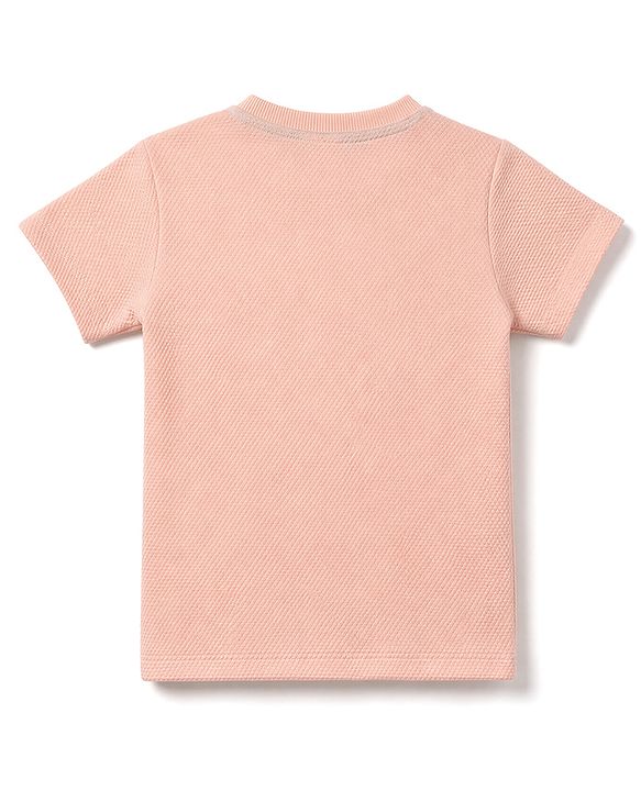 Babyhug 100% Cotton Knit Half Sleeves Best Football Captain Printed Co-Ords T-Shirt & Shorts Set - Peach