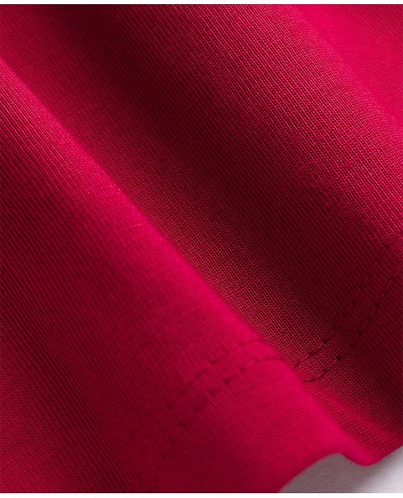 Babyhug Cotton Single Jersey Knit Frock and Bloomer with Half Sleeves and Bear Print in Red