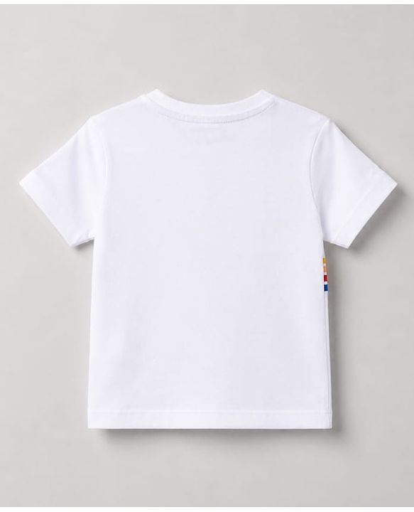 Babyhug 100% Cotton Knit Half Sleeves Text Printed T-Shirt & Shorts Set - White & Navy Blue