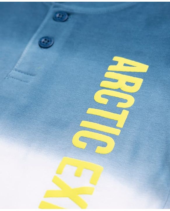 Babyhug 100% Cotton Single Jersey Knit Half Sleeves T-Shirt and Shorts Set With Text Print - Blue & Yellow