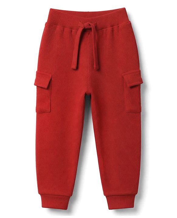 Babyhug 100% Cotton Terry Knit Full Sleeves Hooded T-Shirt & Joggers Set With Varsity Print - Maroon