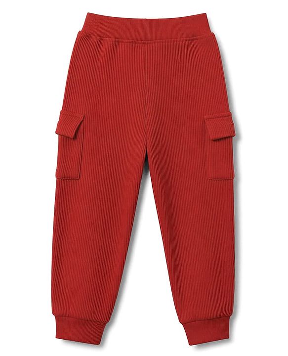 Babyhug 100% Cotton Terry Knit Full Sleeves Hooded T-Shirt & Joggers Set With Varsity Print - Maroon