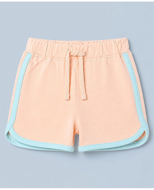 Babyhug 100% Cotton Single Jersey Knit Half Sleeves T-Shirt and Shorts with Giraffe Patch - Peach
