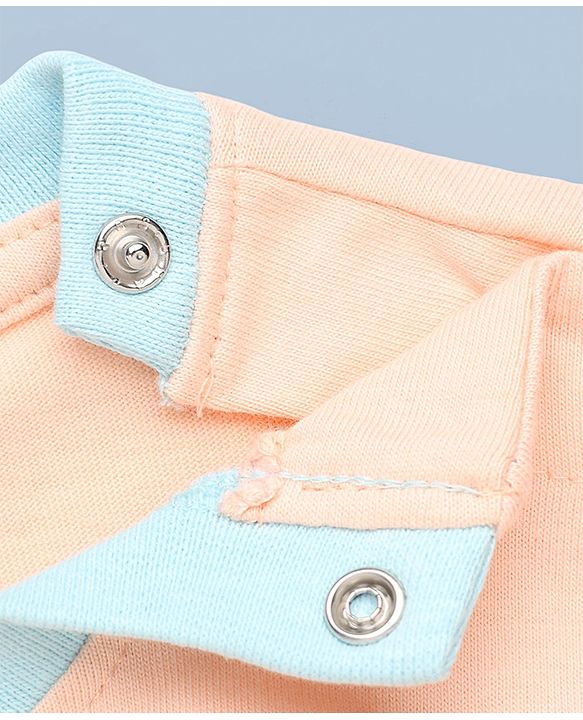 Babyhug 100% Cotton Single Jersey Knit Half Sleeves T-Shirt and Shorts with Giraffe Patch - Peach