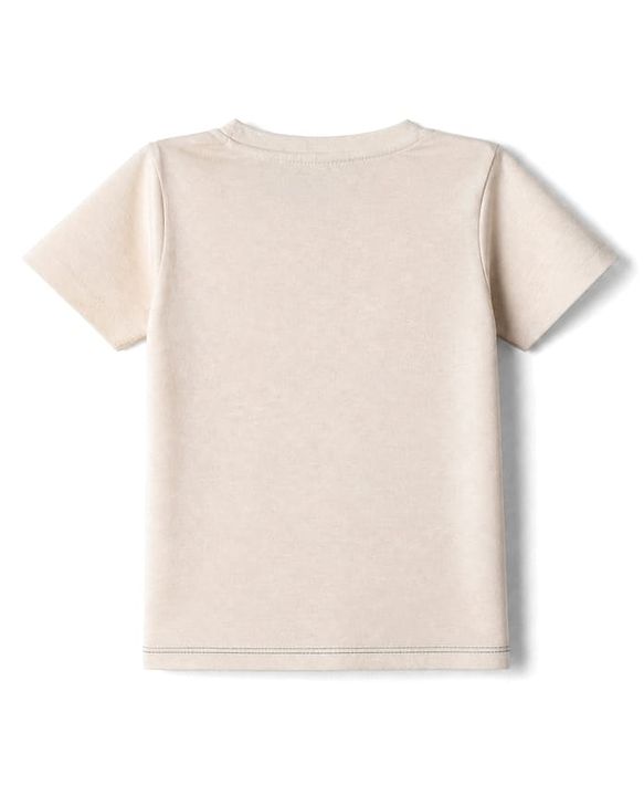 Babyhug 100% Cotton Single Jersey Knit Half Sleeves Tiger Printed T-Shirt & Shorts Set - Beige