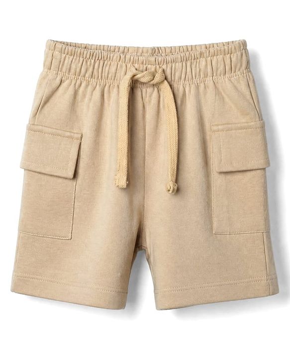 Babyhug 100% Cotton Single Jersey Knit Half Sleeves Tiger Printed T-Shirt & Shorts Set - Beige